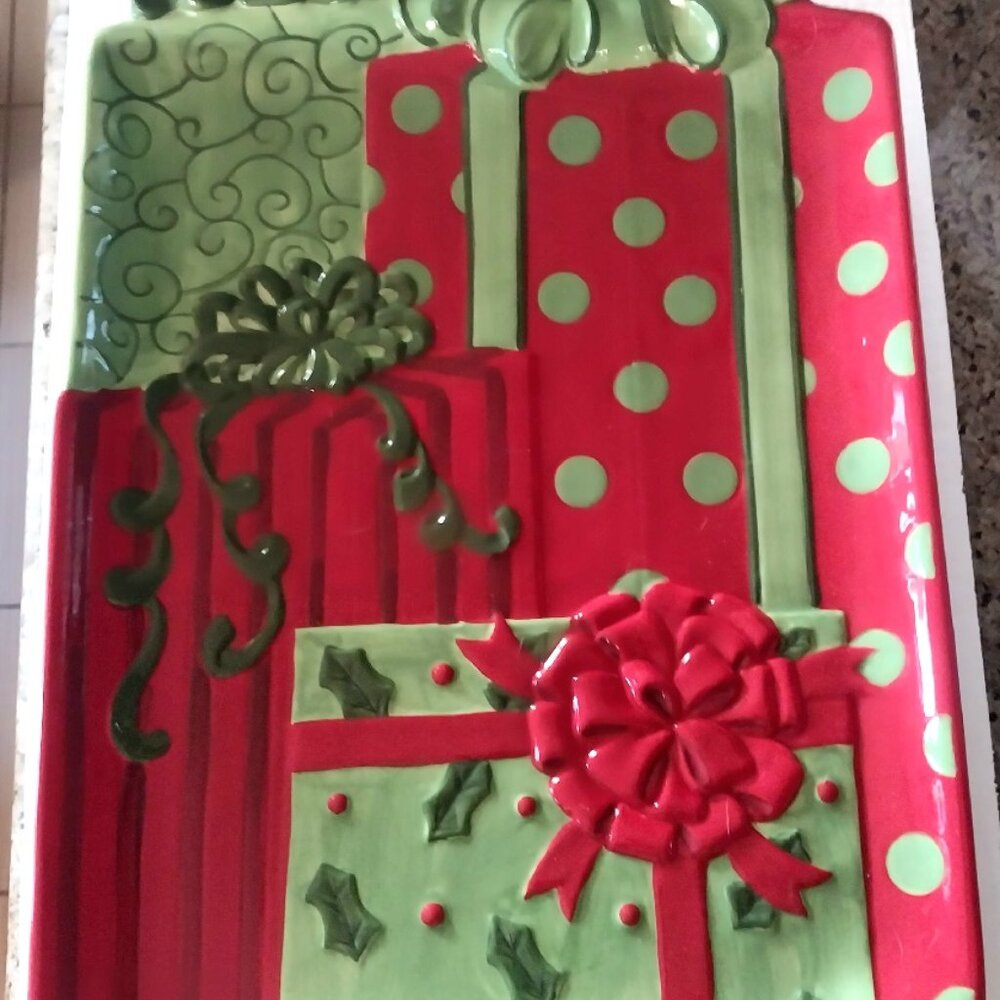 Large Christmas Plate for Snacks Appetizers Serving Decoration